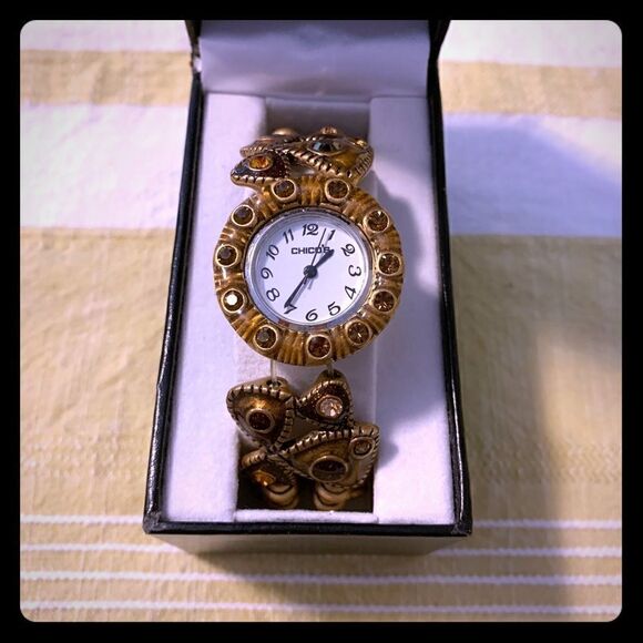 Chico's Gold Elastic Beaded Watch - Picture 1 of 5